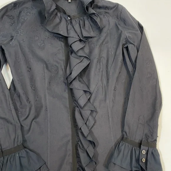 ETRO Milano Luxury Boutique Blouse Size 48 US 12 Dramatic Ruffle Collar Cuffs - Picture 10 of 16
